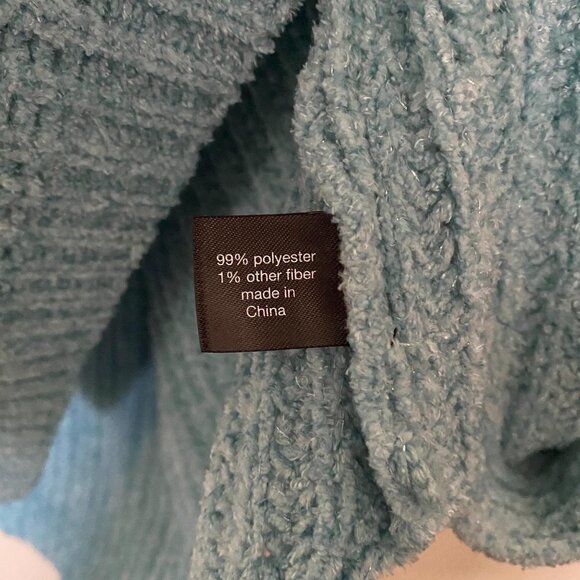 Lane Bryant Turtleneck Cut Out Ribbed Chunky Knit Blue Perforated Sweater - Picture 7 of 9